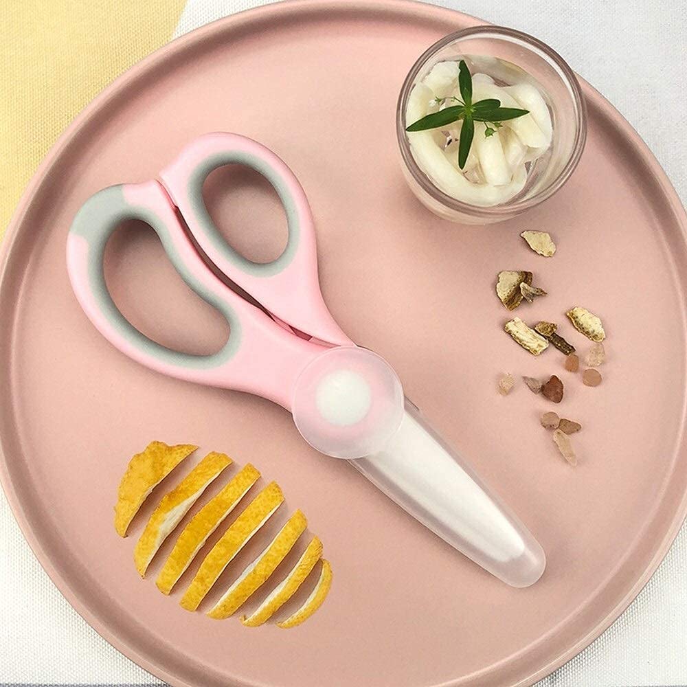 Tijeras de cocina, Tijeras de cocina Alimentos para bebés Ayuda de alimentación portátil para bebés con caja de corte Alimentos (acero inoxidable)