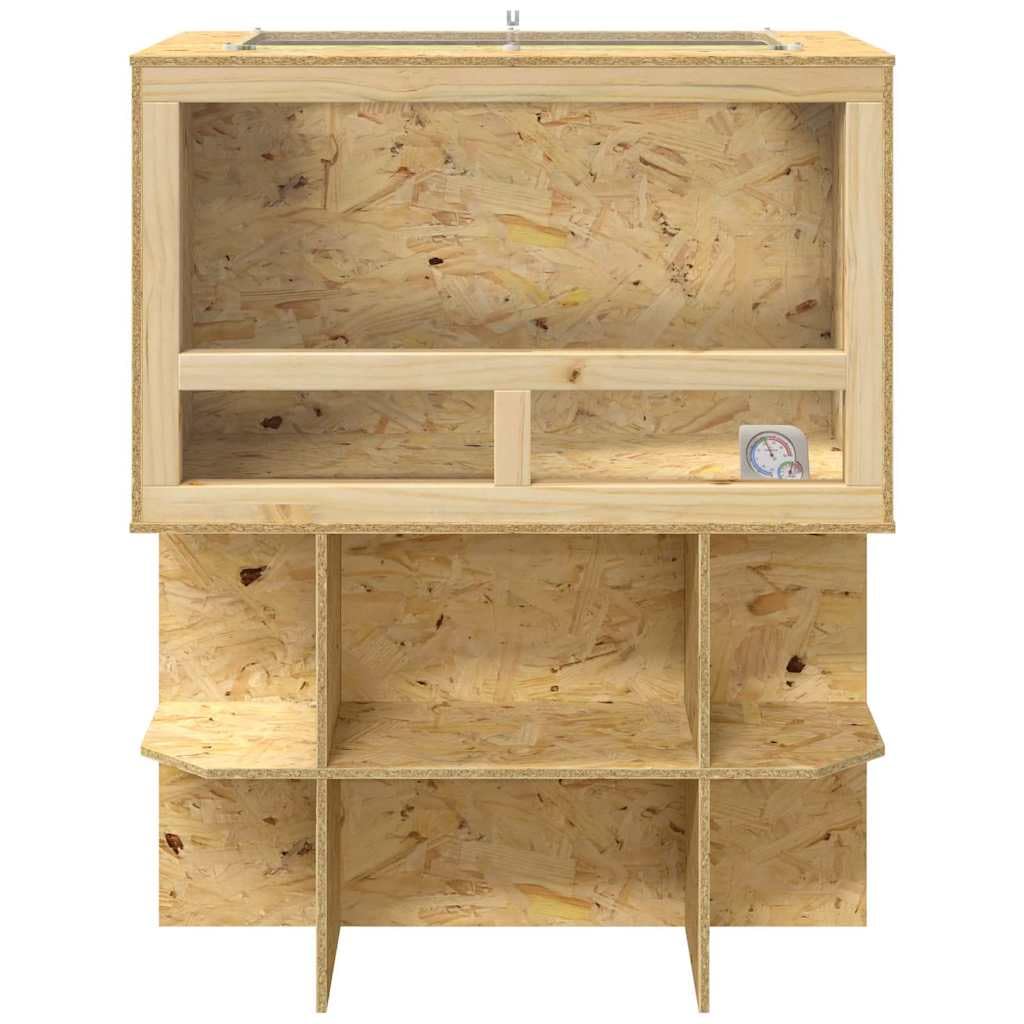 Terrario para reptiles 80 x 50 x 100 cm, OSB Terrario con puertas correderas y termómetro, gran recinto para lagartos, serpientes, roedores