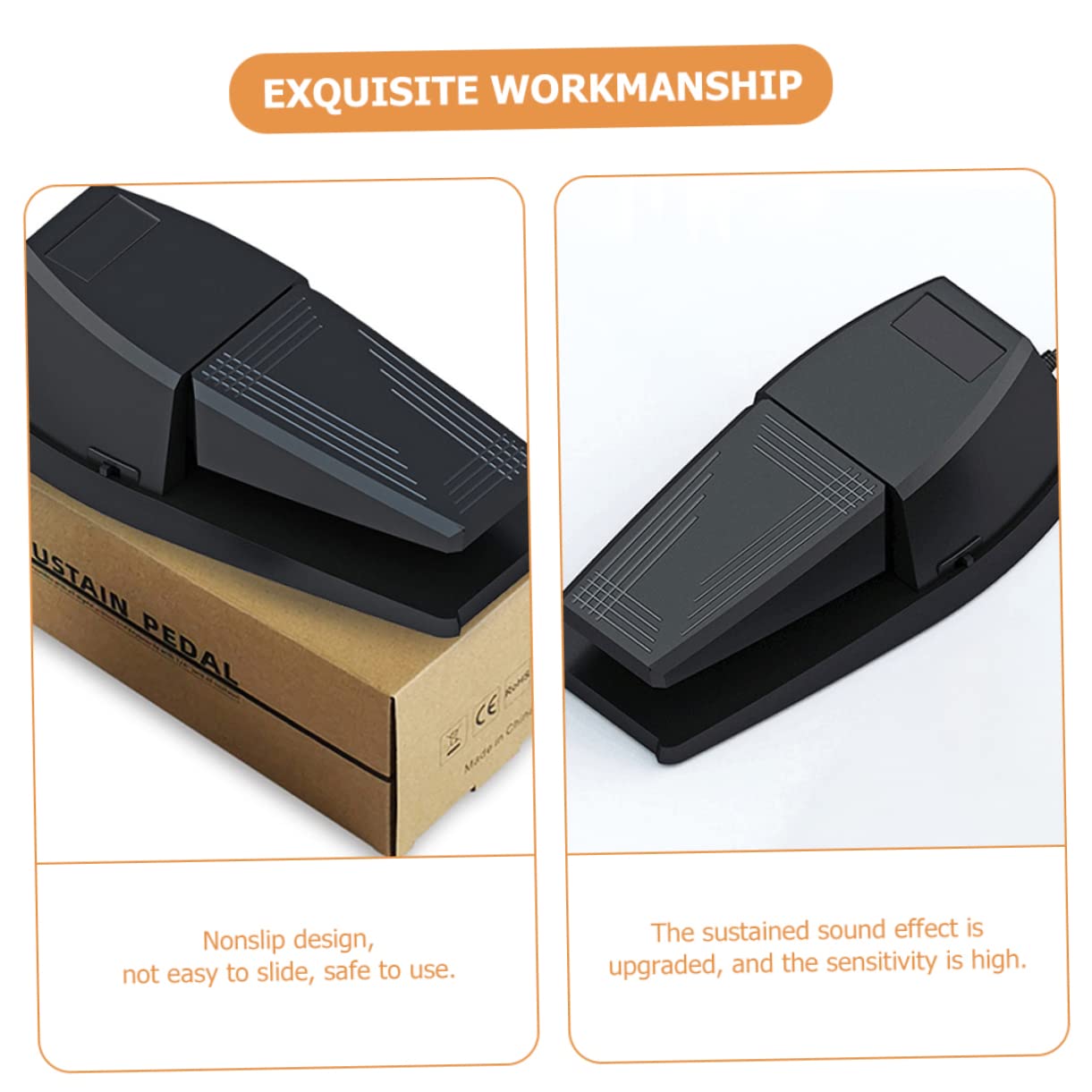 Pedal de Piano Eléctrico Negro de Goma y Abs para Teclado | Portátil y Resistente, Efecto de Sustain, Accesorio para Instrumento Electrónico, Uso Práctico en Piano