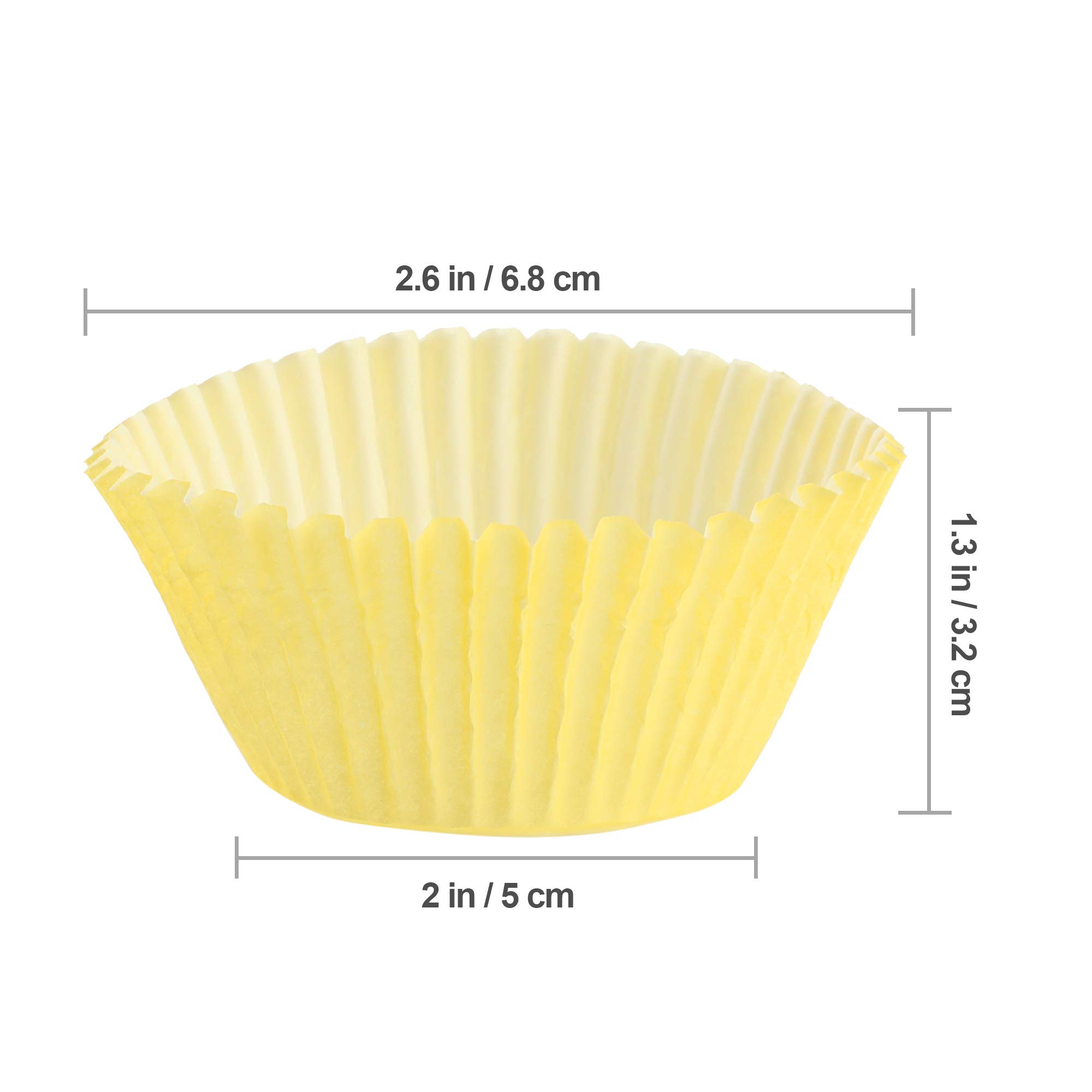 Moldes para magdalenas (100 unidades, papel antiadherente, para bodas, cumpleaños, baby shower o fiestas de vacaciones), color amarillo