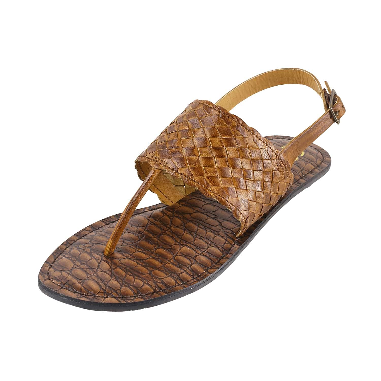 Catwalk Womens Indian Kholapuris T-Strap Flats Brown Leather Slipper (5767BR) (B095SBWX4Q) Amazon Price History, Amazon Price Tracker