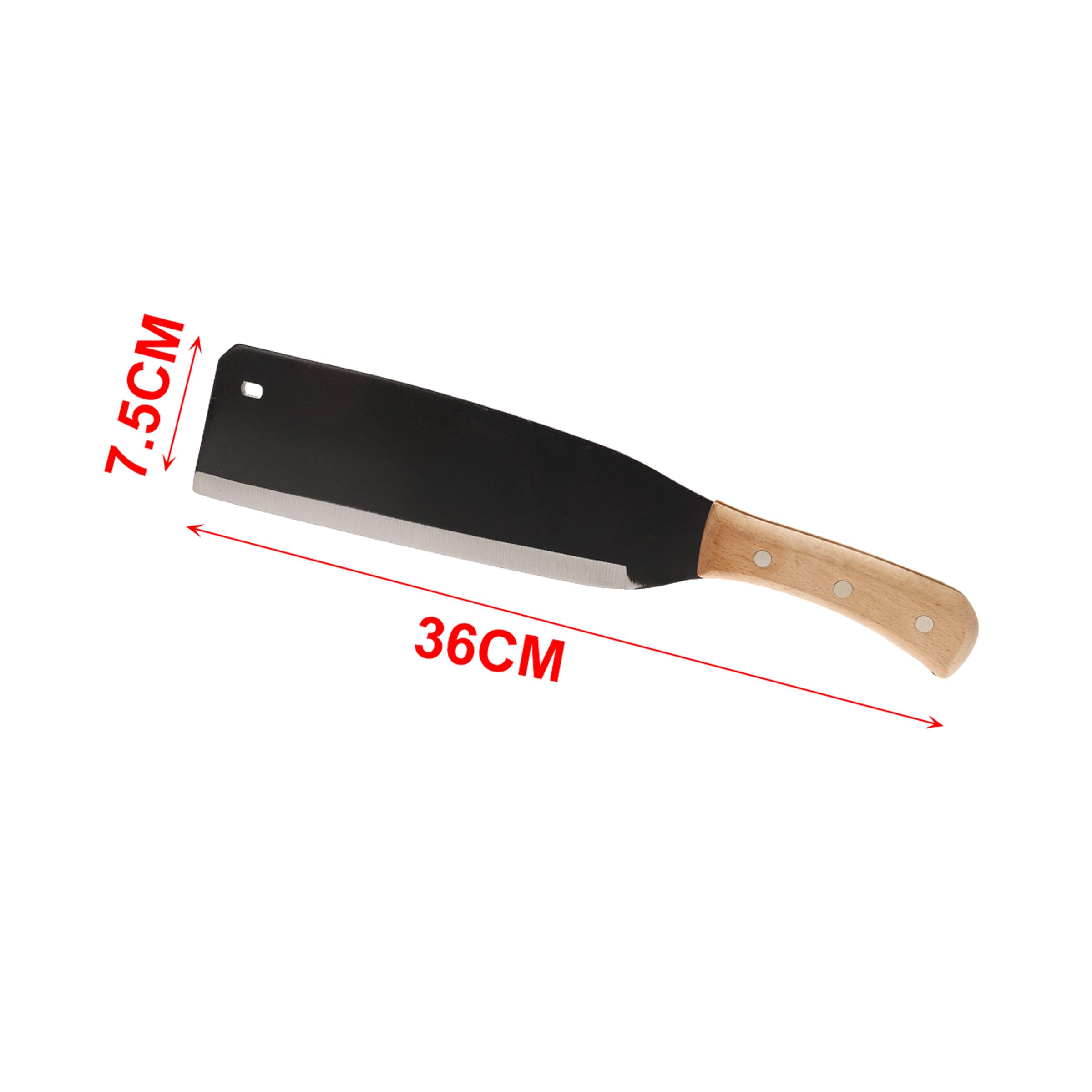 Machete con Lama Nera in Acciaio, Manico in legno, Lunghezza 36cm, Ideale per Lavori da Giardino