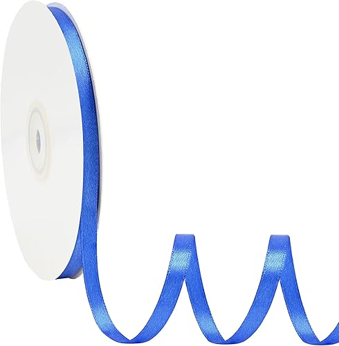 Cinta de satén azul real de doble cara de 14 pulgadas x 50 yardas, cintas de poliéster azul real para envolver regalos, cinta de tela para