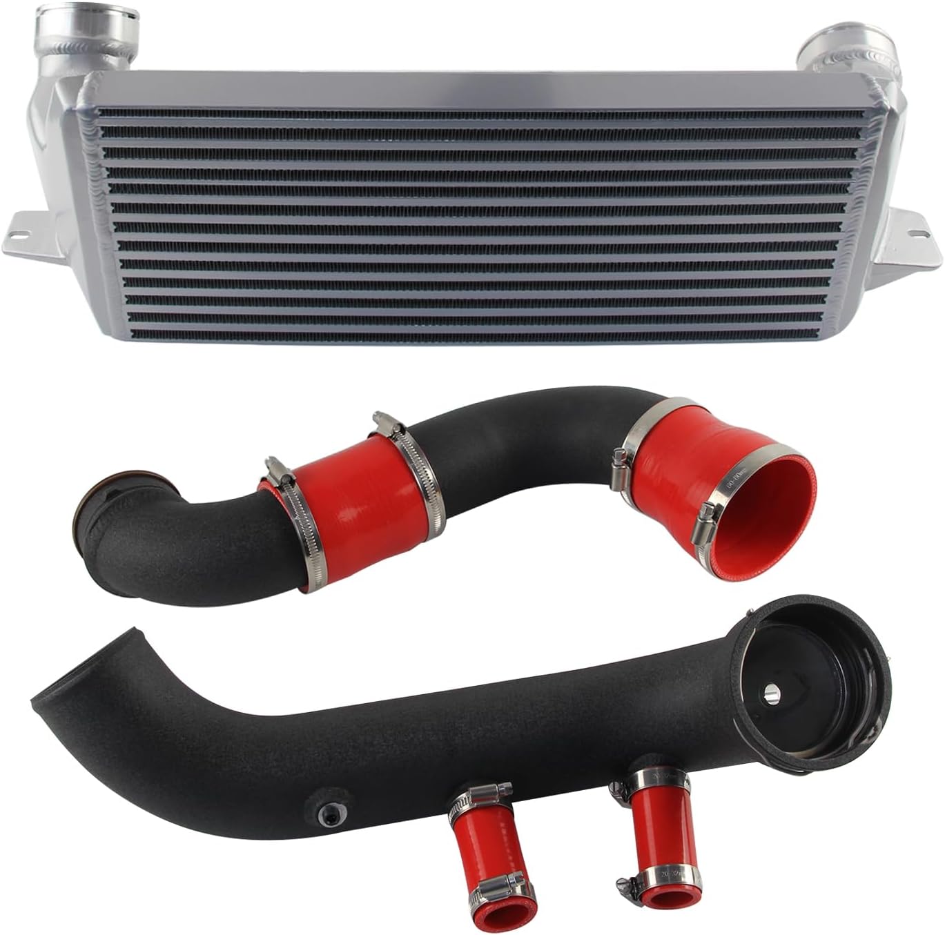 Aluminum Super Charge Pipe Kit & intercooler For N54 E8X E9X E82 E88 E90 E91 135i 335i 1M. (Black)