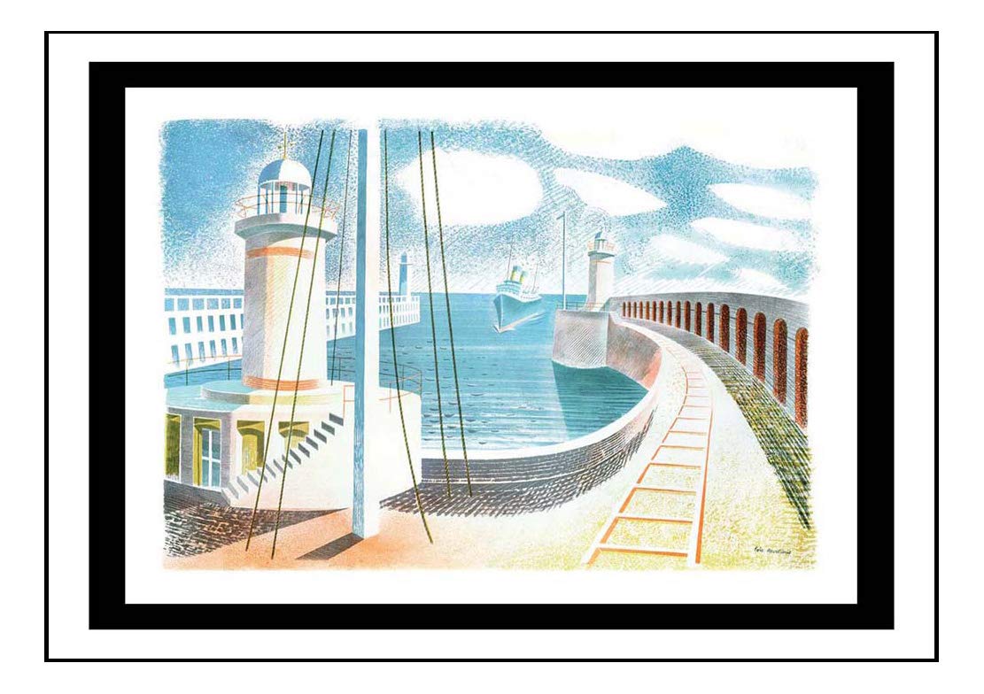 Newhaven Harbour, 1937 by Eric Ravilious -vintage artwork, 12x8 inch (A4) Reproduction Poster Print
