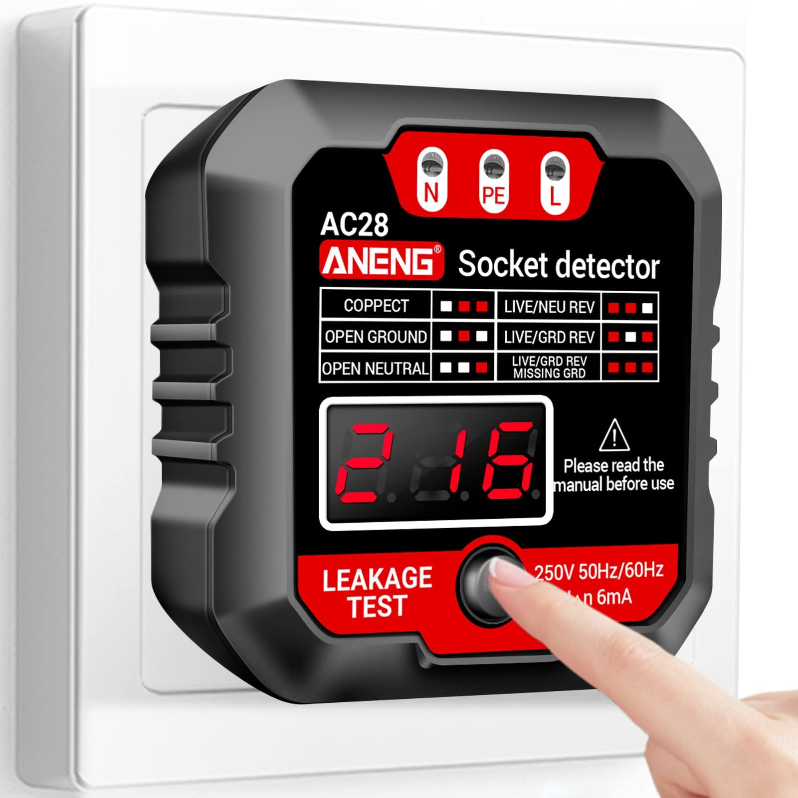 Buy ANENG Outlet Tester Receptacle Detector with Voltage LCD Display 48250V Power Socket