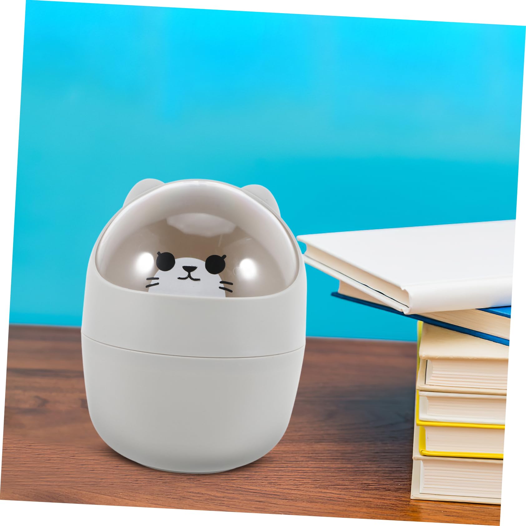 WEKAMOS Cestino Per Spazzatura Mini Forma Di Orso Pattumiera Portatile Con Coperchio Per Scrivania Cucina e Stanza Dei Ragazzo Ragazza Design Kawaii e Versatile