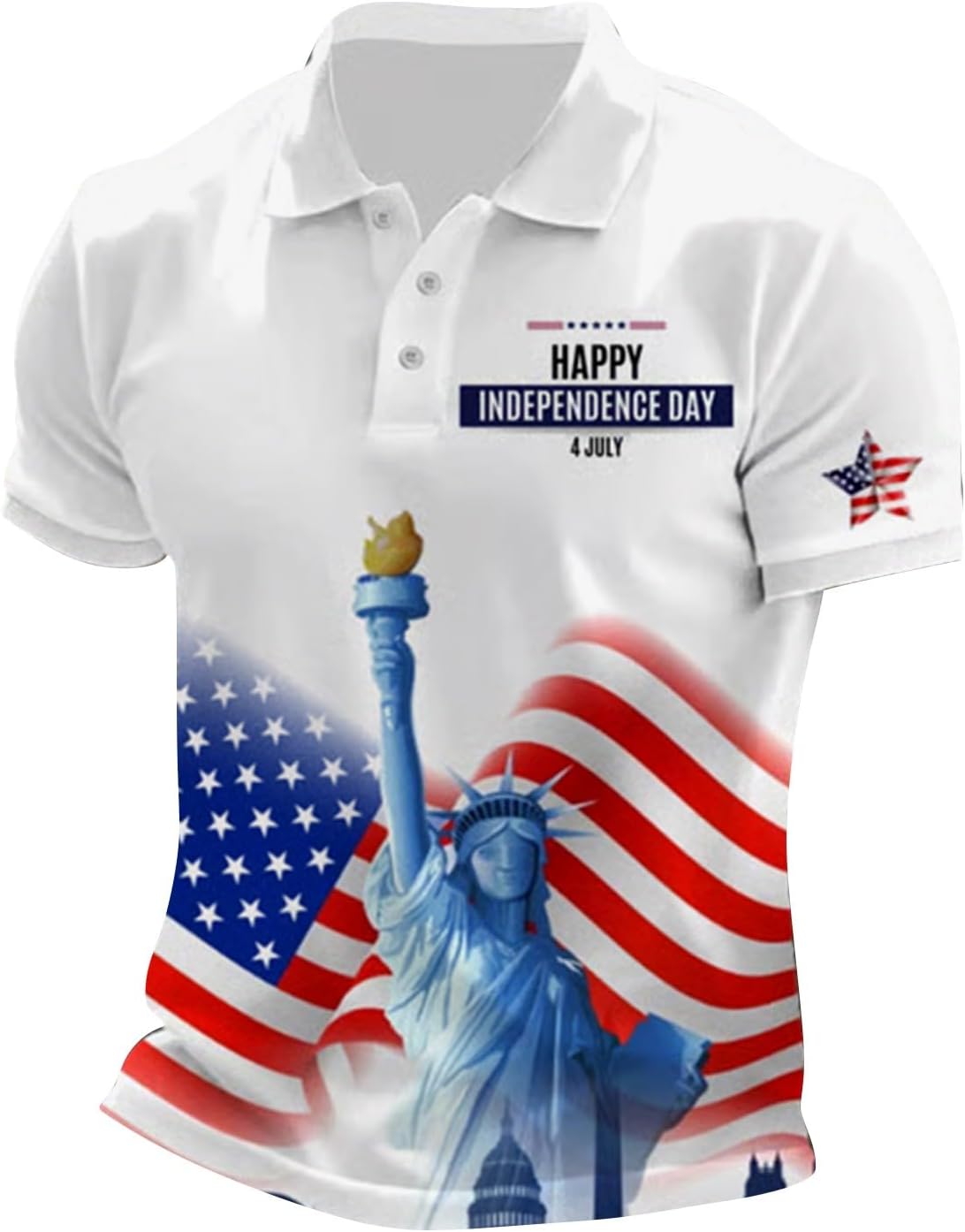 HJINGSUN 4th of July Shirt Men Novelty USA Star Striped Polo Shirt Casual American Flag Work Patriotic Tops Religious Gifts