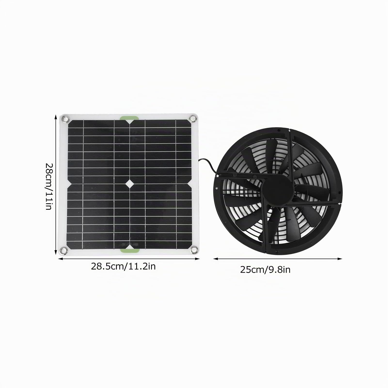 Kit de Ventilateur de Panneau Solaire, Panneau Solaire étanche de 10 Pouces 100W, Ventilateur D'extraction Solaire de Boîtier de Ventilation Rond, pour Hangar de Serre de