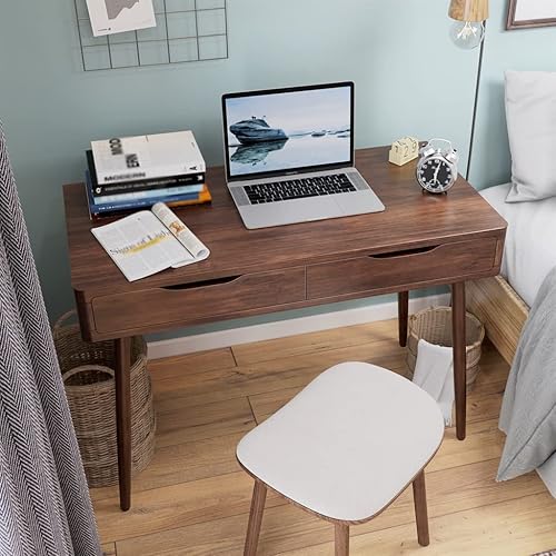Miniatura 2 de ZHYH - Escritorio para computadora de estilo mediados de siglo, estación de trabajo, estudio, portátil, 2 cajones