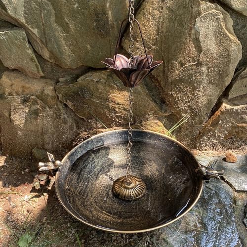 HOUYANG Diam 12.2 inchs Rain Chain Basin,Replacement for Standard Rain Chain Anchors,Outdoor Garden Yard Decor