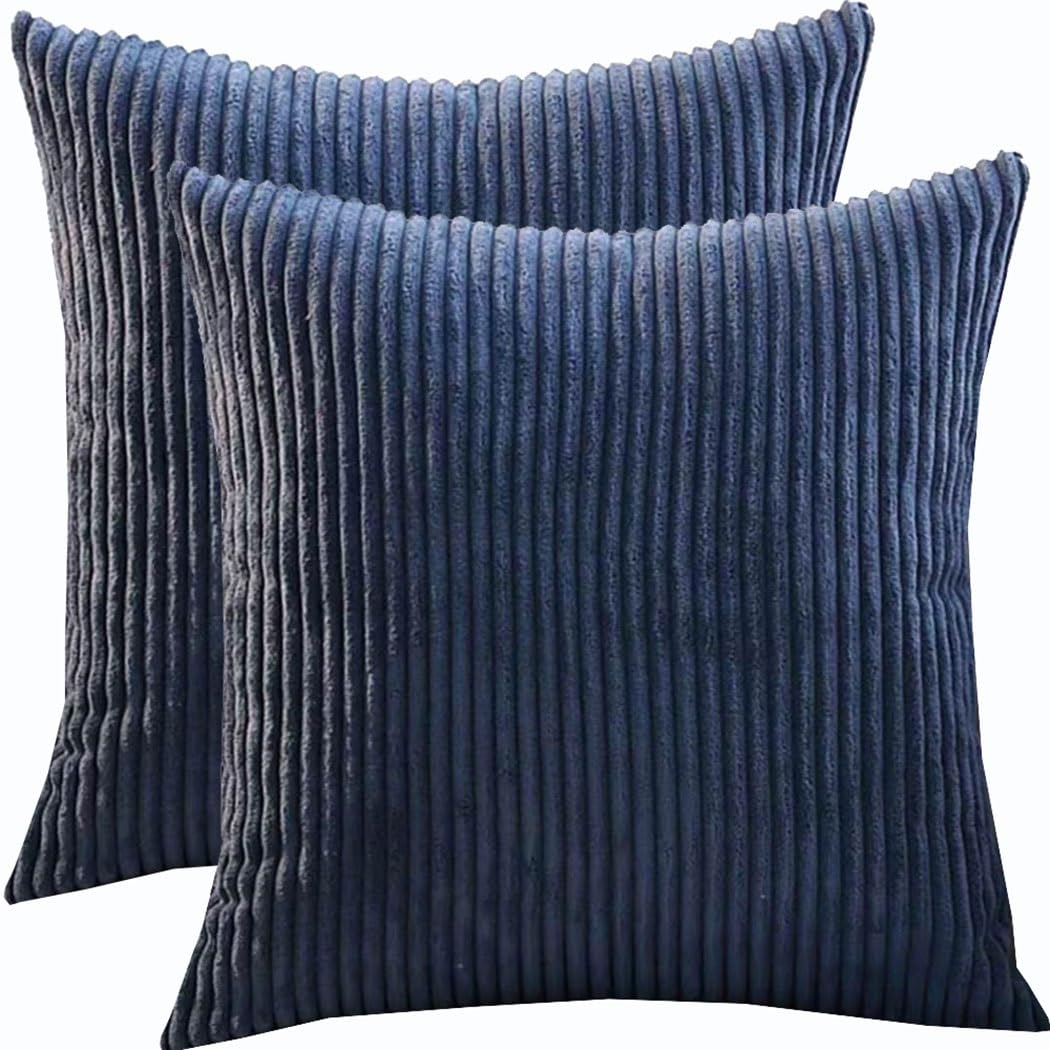 SWJ-swjssb Super King Size Pillow Cases 80x80 70x70 Cm, Set Of 2 Square Extra Large Cushion Covers,Soft Pillow Covers With Invisible Zipper Decorative Pillowcases For Sofa Couch(Navy,80x80 cm)