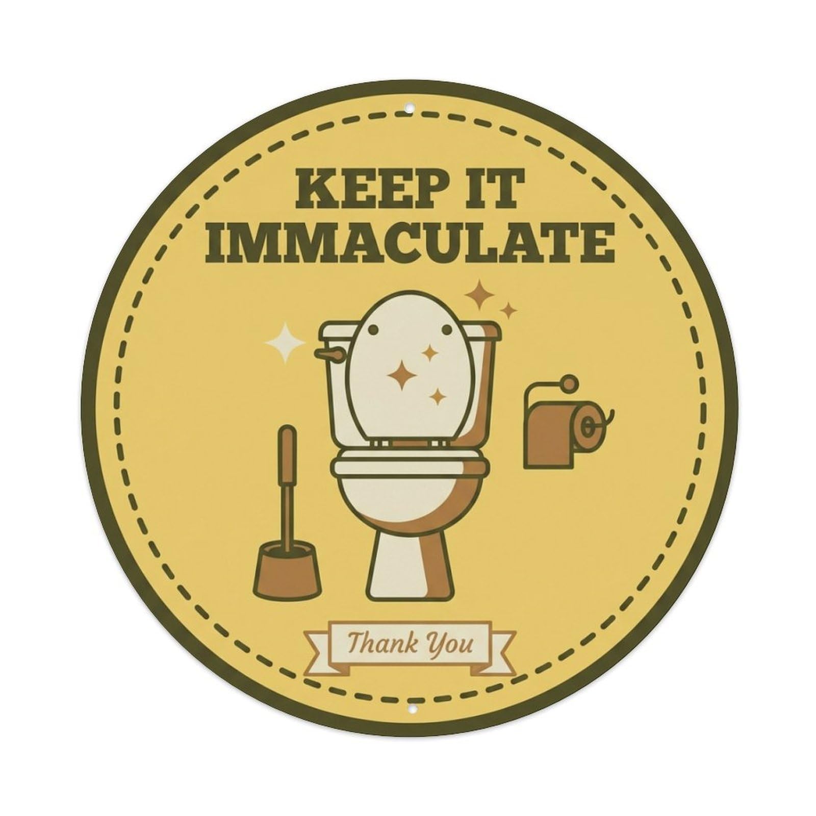 Metal Tin Sign Toilet Clean Bathroom Reminder Keep It Immaculate