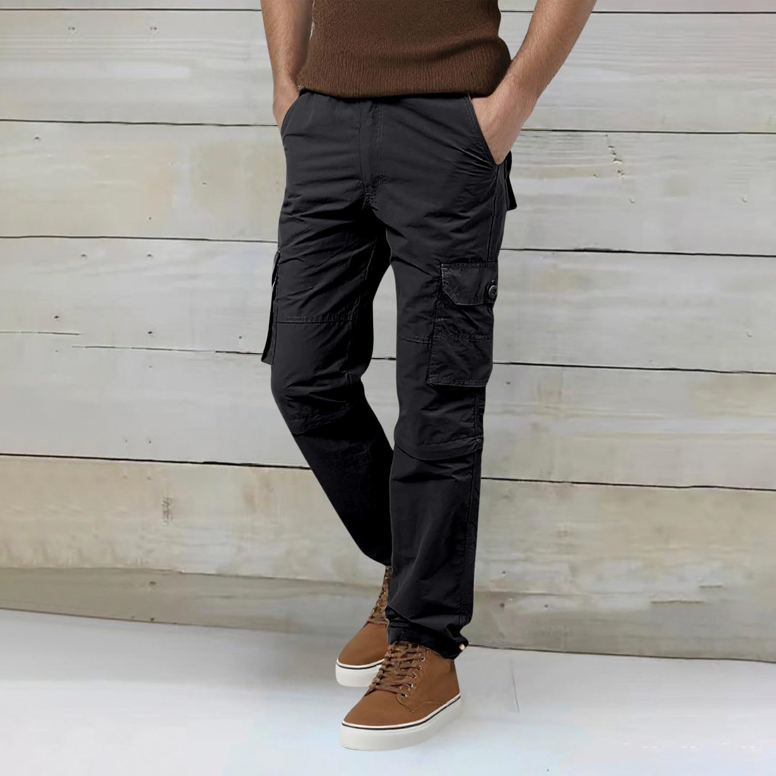 Pantalones de senderismo para hombre, convertibles, bolsillos multifunción, rodilleras reforzadas, ideales para actividades al aire libre con cinturón extraíble, material ultraligero para