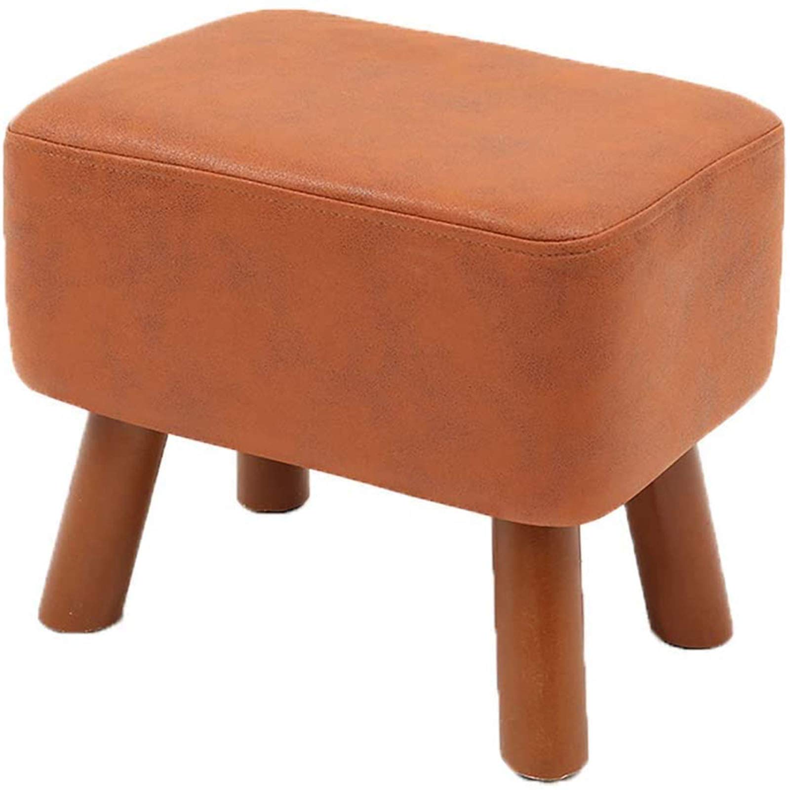 Podnóżek Taboret Podnóżek z nogami, podnóżek kwadratowy, podnóżek podnóżek drewniany z wyściełanym siedziskiem (pomarańczowy)