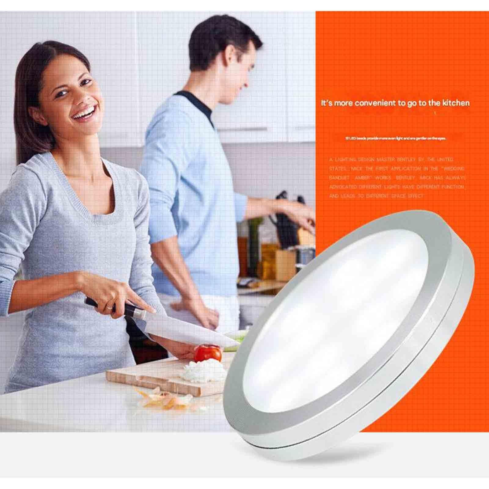 Kompaktowy okrągły zestaw lamp LED z transformatorem, mocowanie ścienne/samoprzylepne, do szafy, szafki kuchennej/półki, bardzo cienkie i energooszczędne (białe, 15 W (12 V))