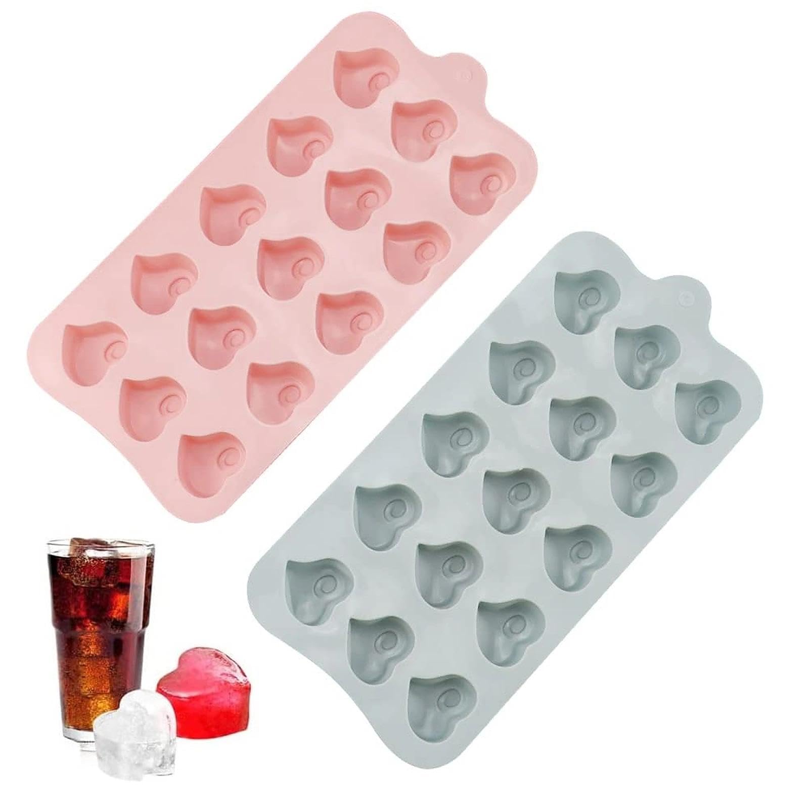 Stampo per cubetti di ghiaccio in morbido silicone, a forma di cuore, flessibili, per congelatore, whisky, cocktail e bevande, (colore casuale, 1 confezione