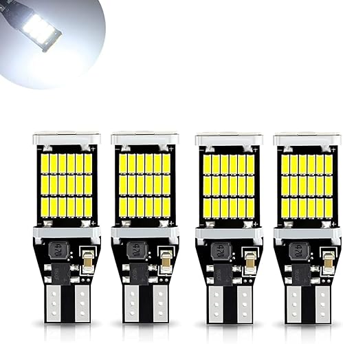 Flygun 4 bombillas LED de repuesto para luces de marcha atrás para automóvil, chips T15 4014 45SMD, luces direccionales de giro para vehículos,