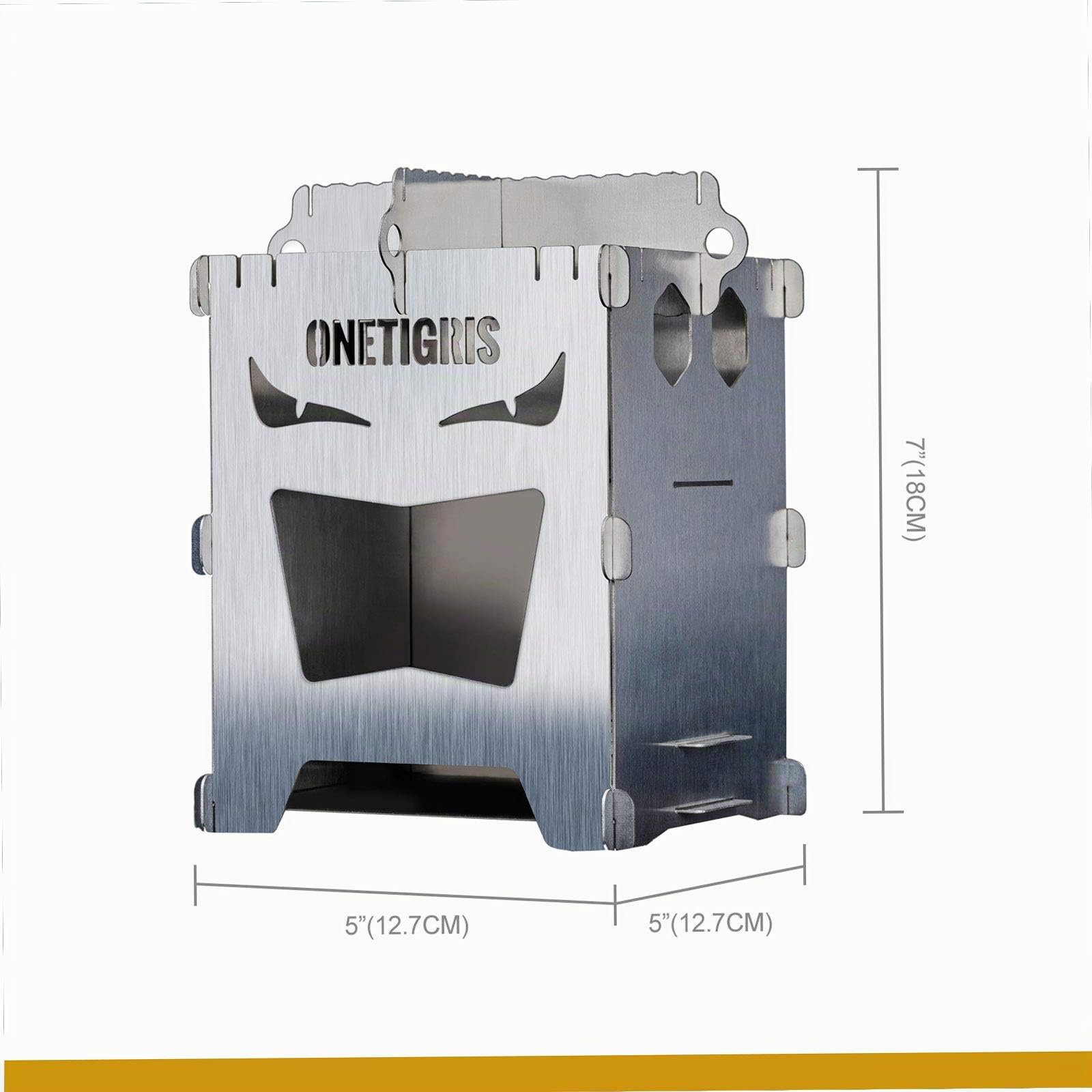 OneTigris ROCUBOID Estufa de leña Estufa de camping portátil de acero inoxidable Estufa de camping de alcohol para el senderismo Trekking Outdoor
