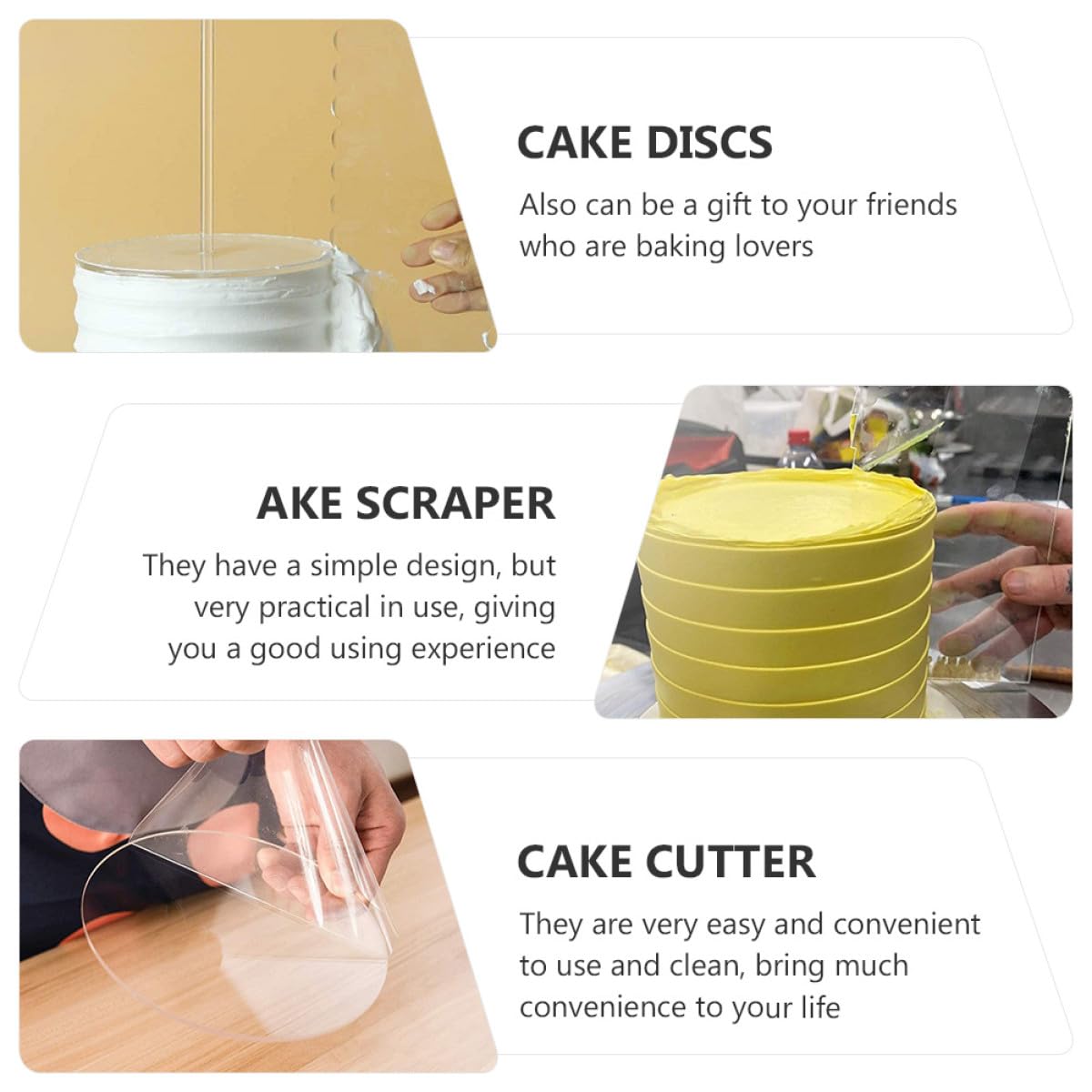 Kichvoe Set de 11 Pièces Disques Ronds en Acrylique Transparents Racloirs à Gâteau, Accessoires de Pâtisserie Professionnels pour Décoration et Découpe Cuisine