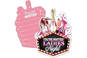 RZHV Pink High Heels & Champagne Fill-In Invitations for Quinceañera