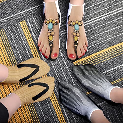 3D Pattern Women's Funny Flip Flop Sandal Socks, Low Cut Ankle Silly Socks2