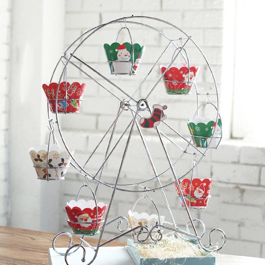 LUCBEI Dessert Stand Metal Ferris Wheel Cupcake Holder Wedding Birthday Party Cake Stand Display Rack Cupcake Snacks Dessert Display Stand Cupcake Stand Serving Tray (Color : Gold)