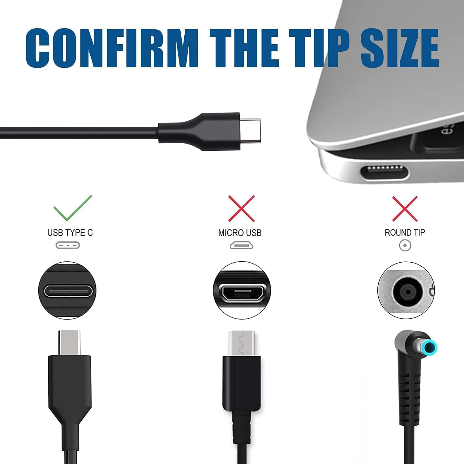65W Alimentatore Caricatore USB C Type C per Lenovo Thinkpad T480 T580 T480S T590 X1 Carbon ThinkPad Yoga C740 S740 720 730 910 C930 C940 Chromebook 100e 300e 500e C330 C340 Adattatore PC Portatile