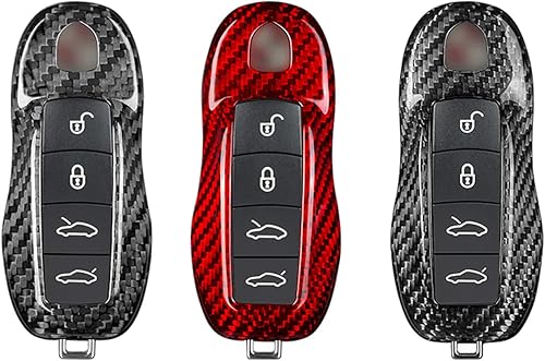 Funda para llavero de fibra de carbono auténtica 100% pura, ajuste deportivo para Porsche Boxster Turbo Cayenne Panamera Macan Cayman 911 918 996
