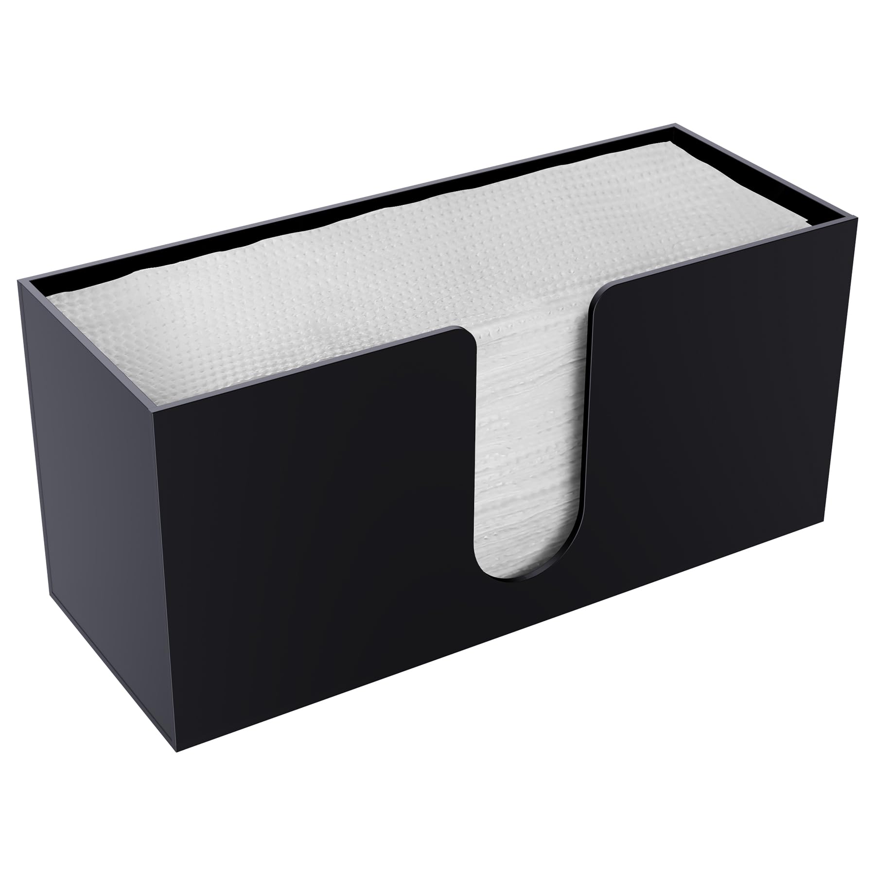 Soporte acrílico para toallas de papel para encimera, servilletero acrílico negro, dispensador de toallas de papel (3 mm) para toallas de papel plegables en C, plegado en Z o multipliegue para baño