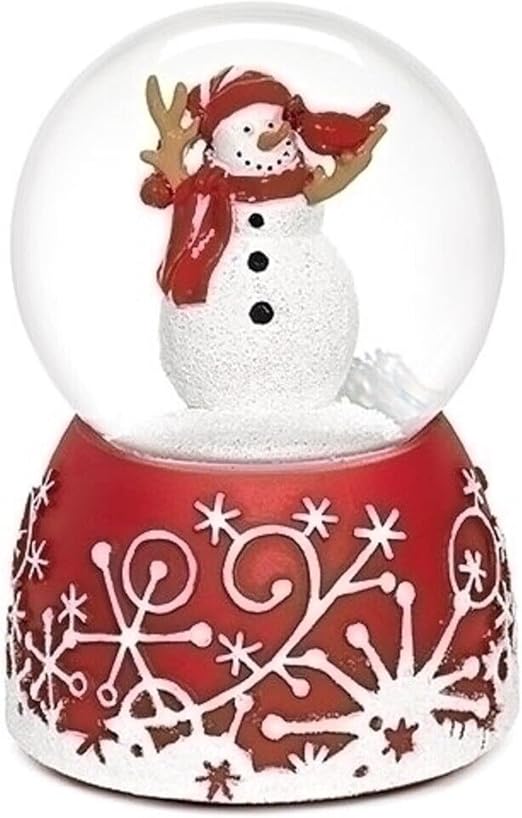 Holiday Red Glitterdome 4.75 x 3.25 Resin 80MM Snow Globe Plays Jingle Bells