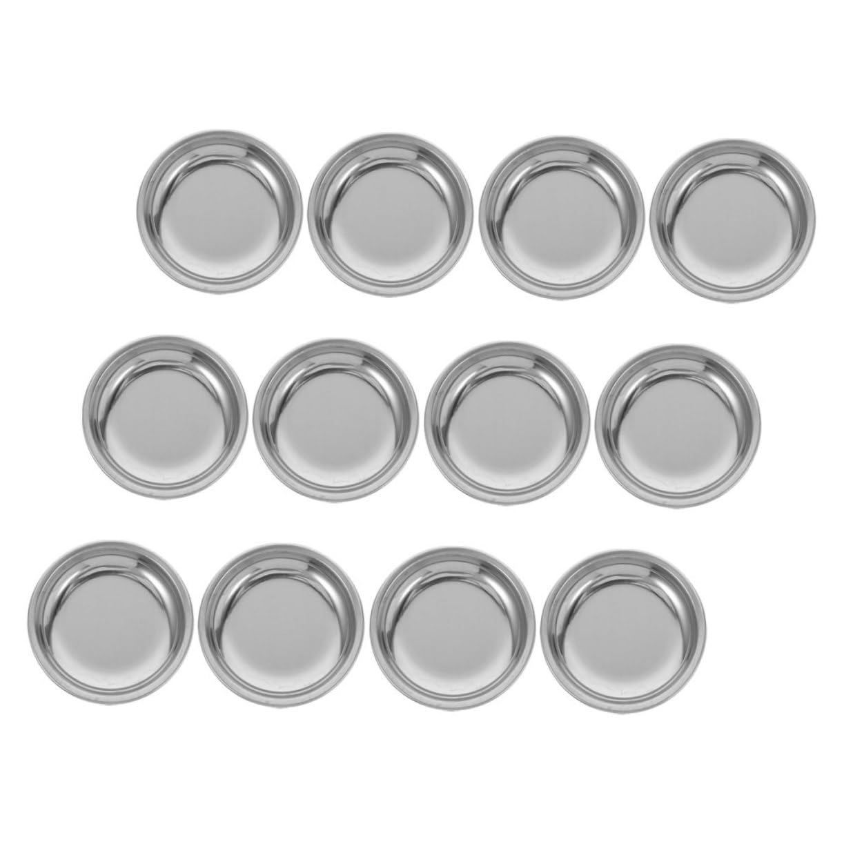 OFFSCH 12pcs Stainless Steel Tea Bag Coasters Round Drip Saucer Teabag Holder for Spices Condiments Snacks for Home Office Use