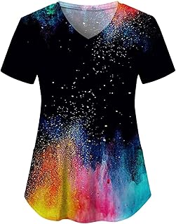 Summer Scrubs V-Neck V Neck Scrub Tops Women Print Women Scrubs Top V-Neck Women's Scrubs Nurse Shirts for Women