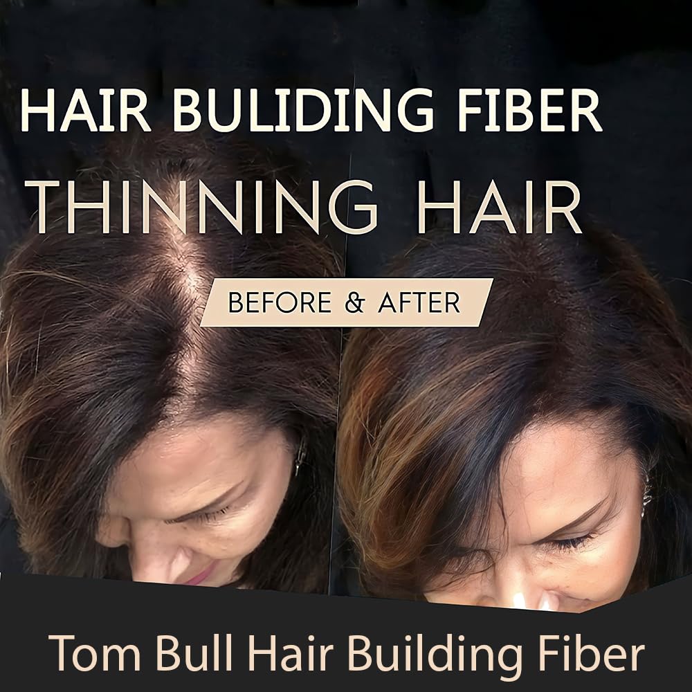 Tom Bull Hair Building Fibers Refill Pack for Caboki, Toppik etc. (BLACK) 50g, Hair Fiber for Thinning Hair & Bald spots – Hair Loss Concealer – Hair Thickening Fibers for Men & Women by TomBull 2