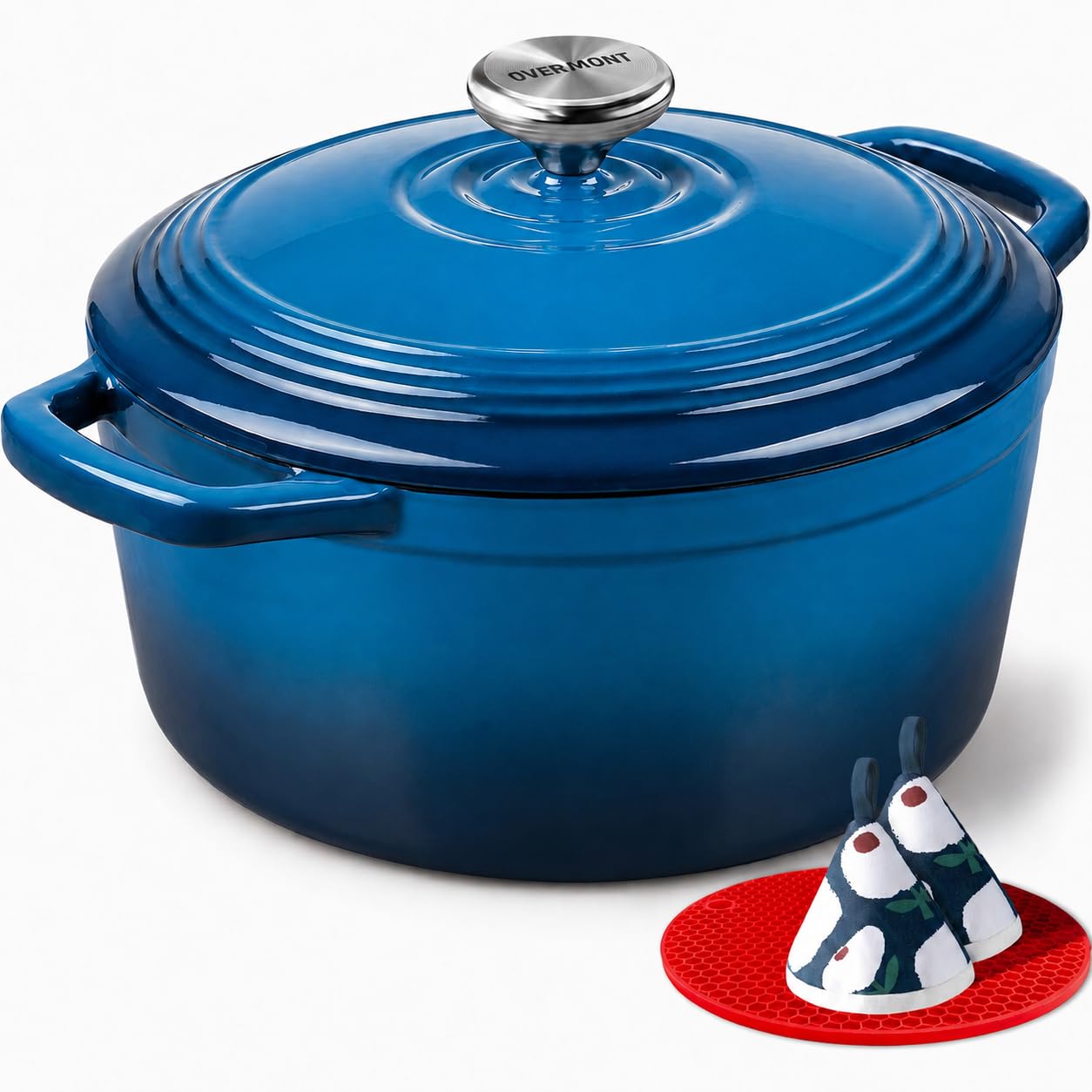 Overmont Enameled Cast Iron Dutch Oven - 5.5QT Pot with Lid Cookbook