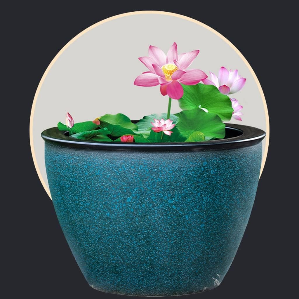 Aquarium Ceramic Goldfish Bowl Fish Tank Water Lily Pot Lotus Large Tank Lotus Pot Outdoor Courtyard Large Water Tank Retro Koi Tank Fish Tank Decorations (Color : A, Size : 120cm)
