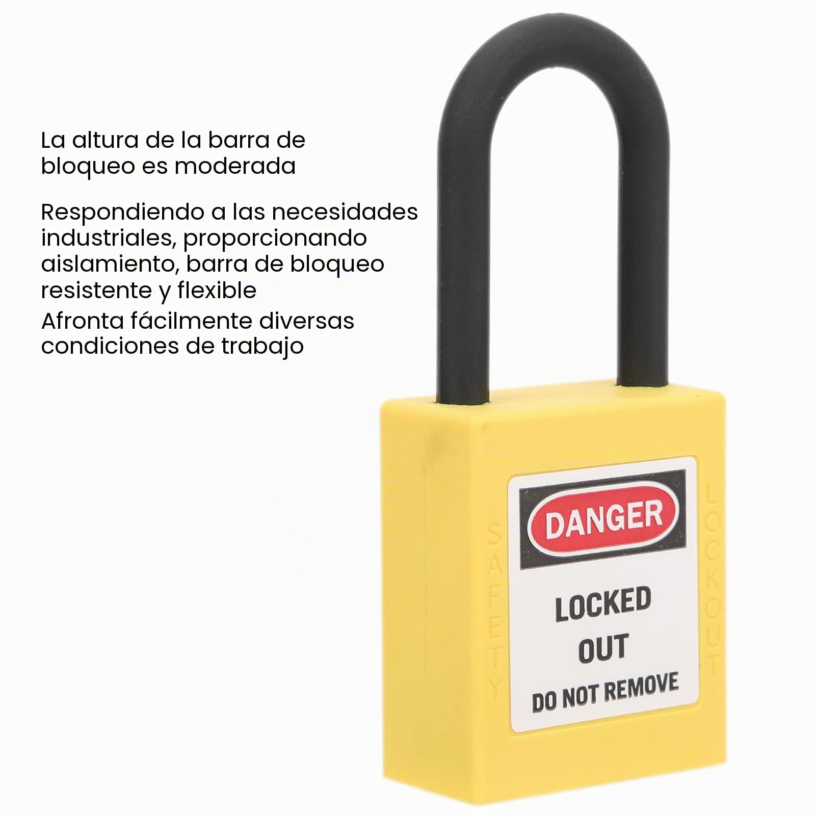 FILFEEL Candado de Bloqueo, candado de Seguridad de Nailon de 38 mm para sitios industriales, Juego de candados de Seguridad con 2 Llaves por candado, 10 Juegos(Amarillo)