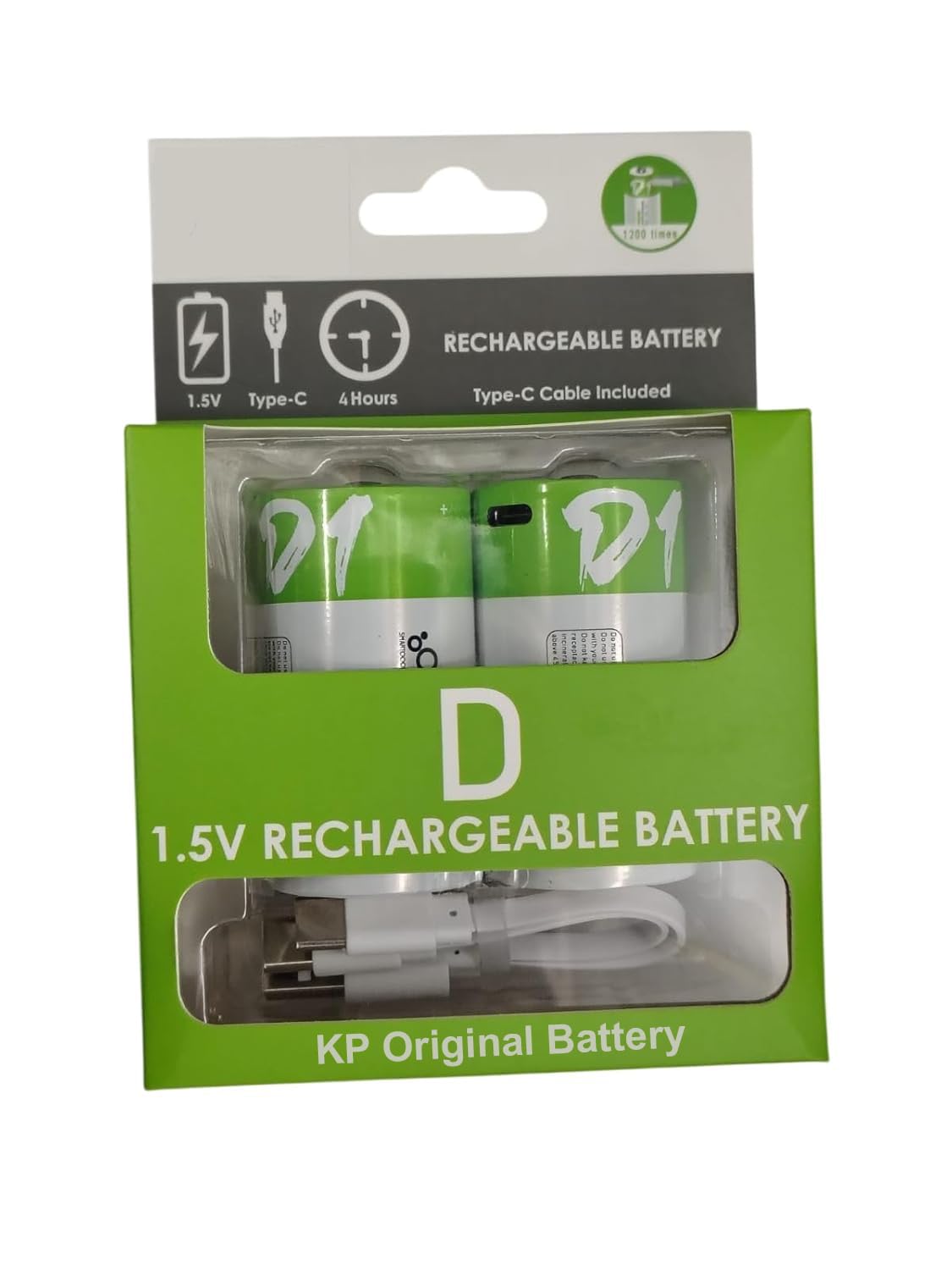 KP Original Battery D Size 1.5V Rechargeable Battery, 12000mAh, Ni-MH, Type-C Charging, Pack of 2, USB-C Cable Included-picture-42