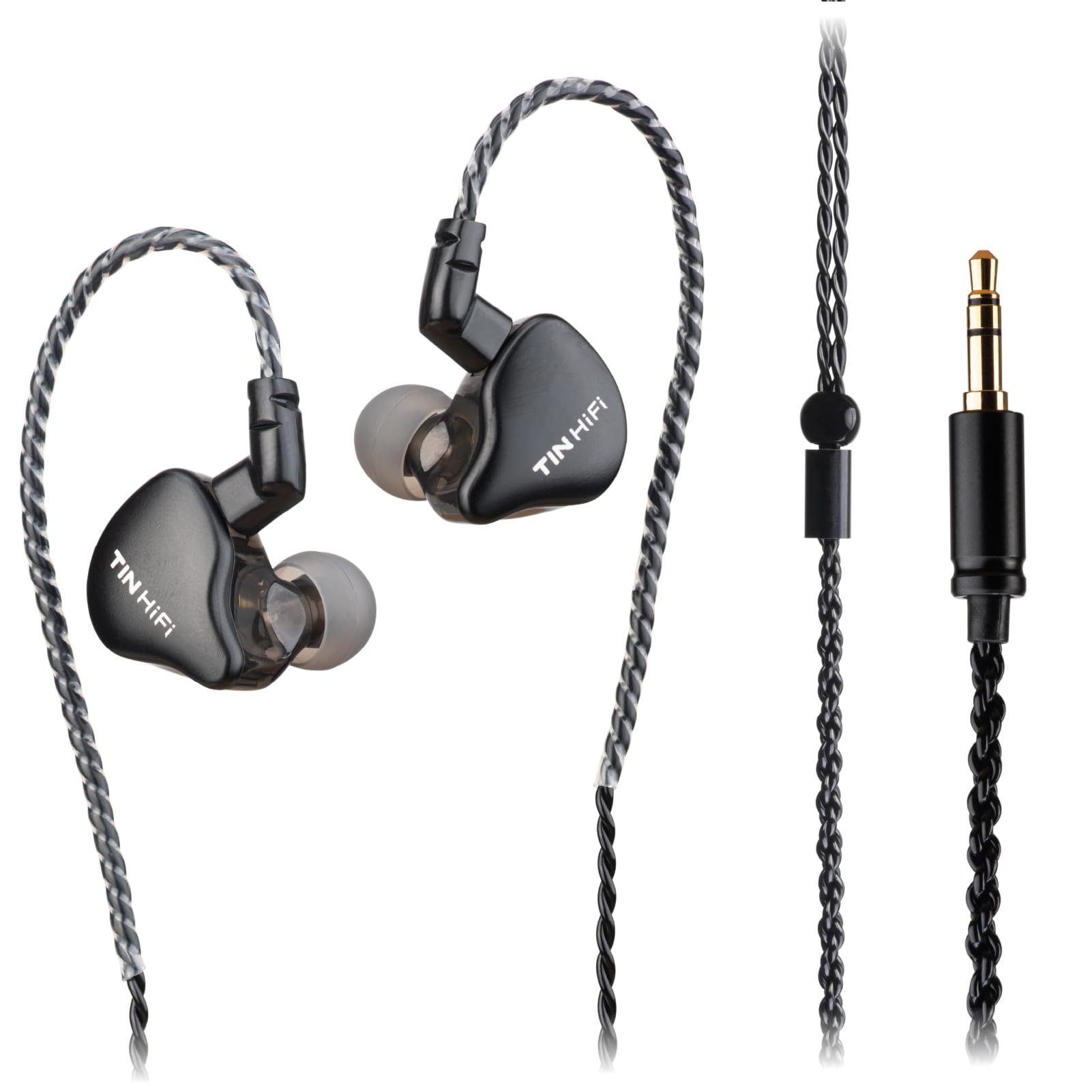 C1 in Ear Earphones, DLC Diaphragm Driver, HiFi Music and Immersive Gaming, Deep Bass, IEM Sleep Earphones Black 3.5MM 2Pin No Mic