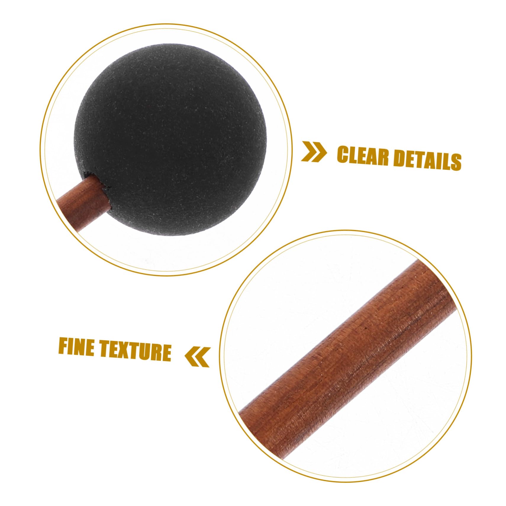 Hemobllo Mazza per Gong con Impugnatura in Legno e Testa in Silicone Nero, Effetto Suono Balena per Insegnamento Musicale e Occasioni Musicali