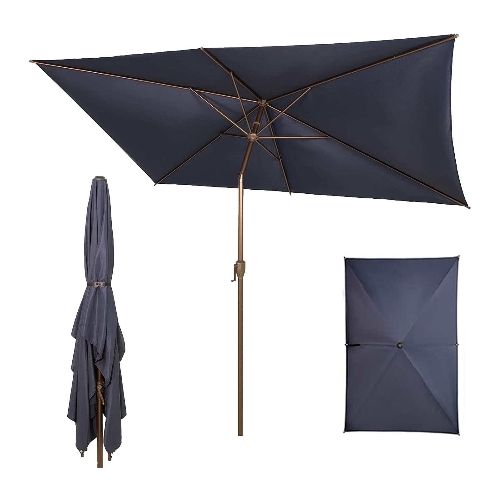Abba Patio 6.5FT Outdoor Patio Umbrella Outdoor Table Umbrella with Crank Market Umbrella 6 Sturdy Ribs UV Protection Waterproof and Push Button Tilt for Garden Deck Backyard Pool,Dark Blue : Clothing