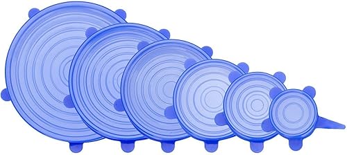 Miniatura 9 de Tapas elásticas de silicona, paquete de 6, fundas de almacenamiento de silicona reutilizables de varios tamaños para cuencos, latas, tarros,