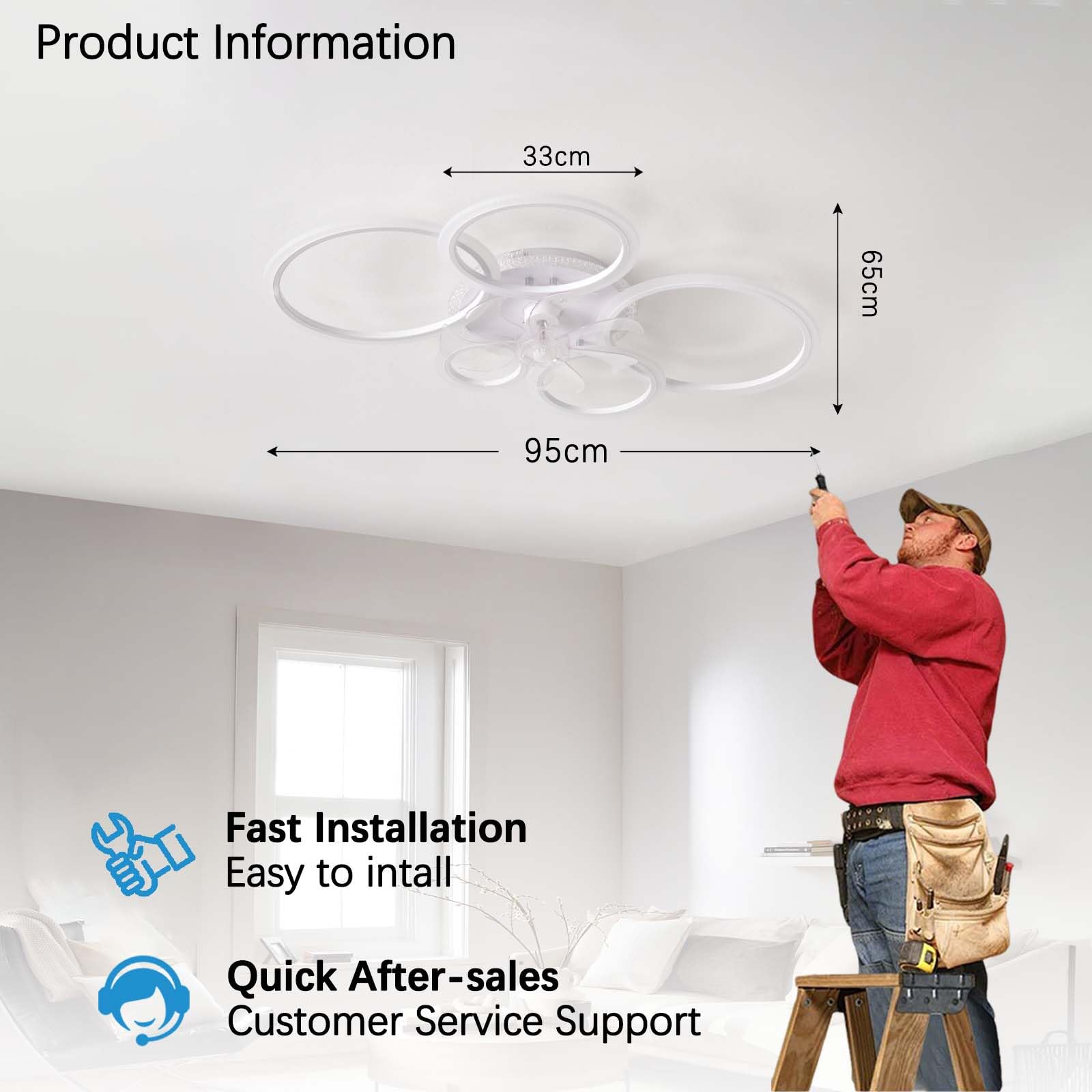 Reversibel Deckenventilator mit Beleuchtung 6-Gang Timer Alexa Kompatibel, Deckenlampe mit Ventilator LED Dimmbar,RGB Leise Lampe mit Ventilator Fernbedienung Wohnzimmer 95cm,Weiß | Reversible Timing 6 Geschwindigkeiten,Dimmbar Leise Wohnzimmer Kronleucht