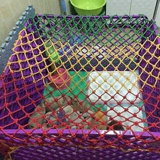 GEIRONV 1m Children's Outdoor Protection Net, Color Nylon Rope Safety Net Climbing Net Slope Woven Hemp Rope Decorative Net Protection Rope Net (Color : 10mm Rope, Size : 15 cm mesh)