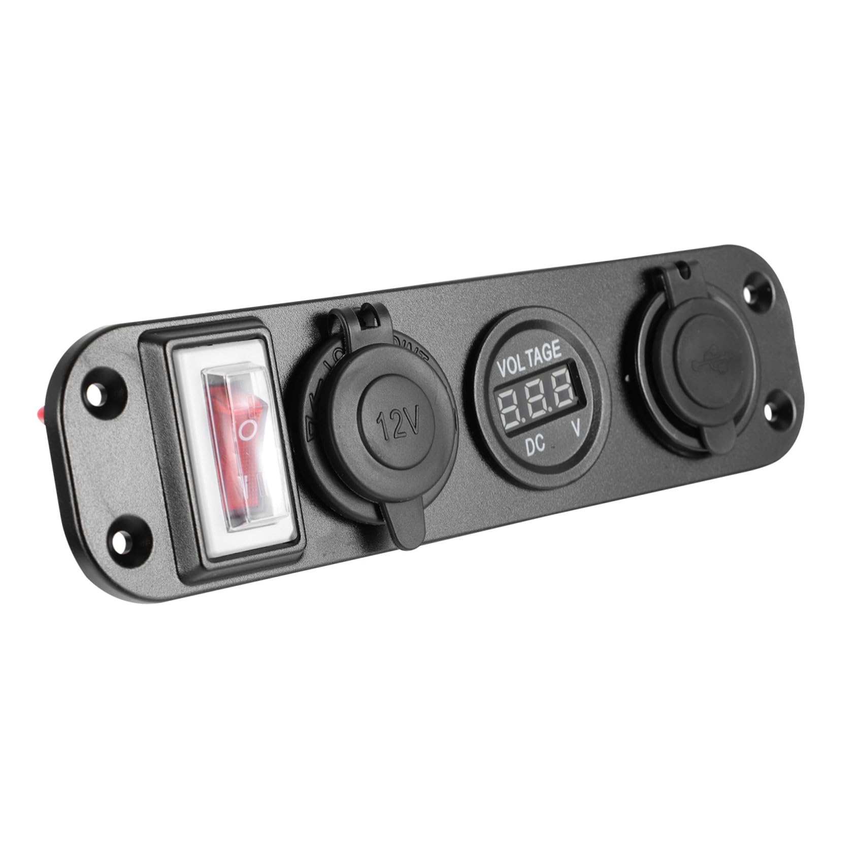Presa Accendisigari Auto Doppia Porta USB e Voltmetro Digitale, Pannello Rimovibile in Pp Blu Ingresso 12-30v e Uscita 5v, per Ricarica Smartphone in Auto