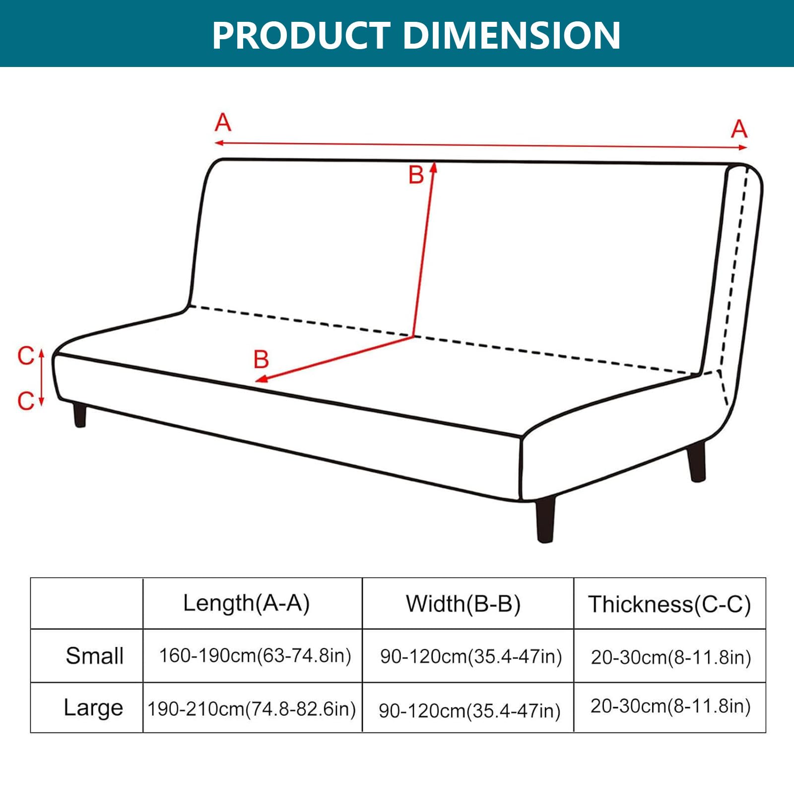 Housse de futon pour canapé-lit, de couleur unie, extensible, pliable avec élastique en bas, pour salon, (jaune, taille S)