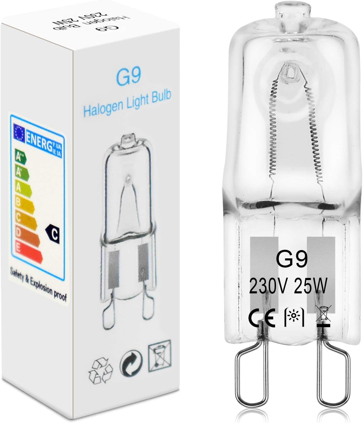 BROTOU Zestaw 4 żarówek halogenowych G9, G9, 25 W, 230 V, 2800 K, ściemniane, halogenowe żarówki do piekarnika, mikrofalówki, kuchenki sufitowej (4-25 W)