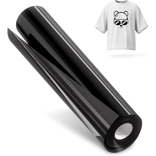 Black Heat Transfer Vinyl, 12" x 8ft HTV Roll for Shirts, Iron-on Vinyl for Cricut Cutting Machine, Easy to Cut & Weed for DIY Design