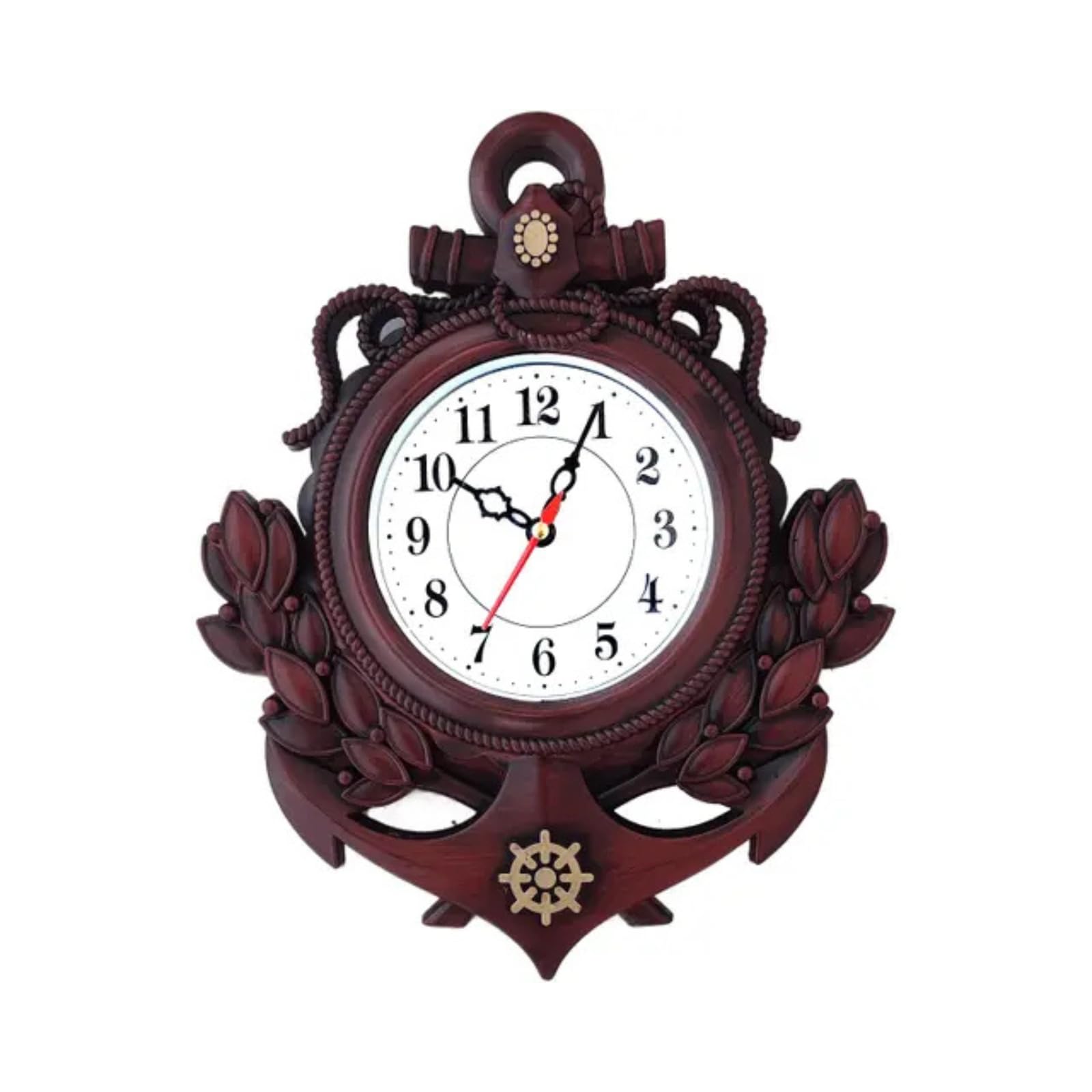 Stylish Wall Non-Ticking Round Stylish Wall Clock Modern Design Decorative Clock for Living Room, Bedroom, Kitchen and Office Large Stylish Wall Clock for Home Decor (Dark Brown-24x31)_G-image-3