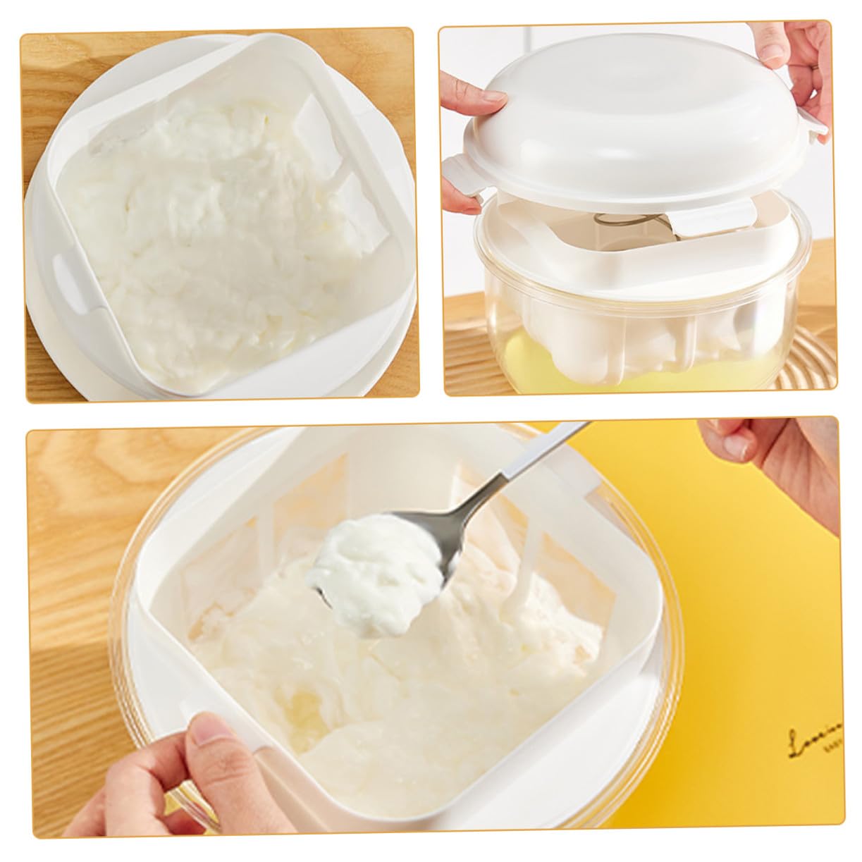 Passoire à Yaourt Maille Fine Ronde 15 Cm Plastique Blanc Filtre Lait Yaourt Grec Maison Séparation Lactosérum Ustensile la Cuisine Filtre Réutilisable Fromage Fromage Maison